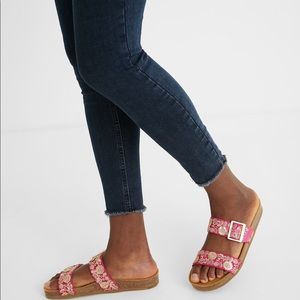 Desigual Sandals Cork Sole Embroidered Straps